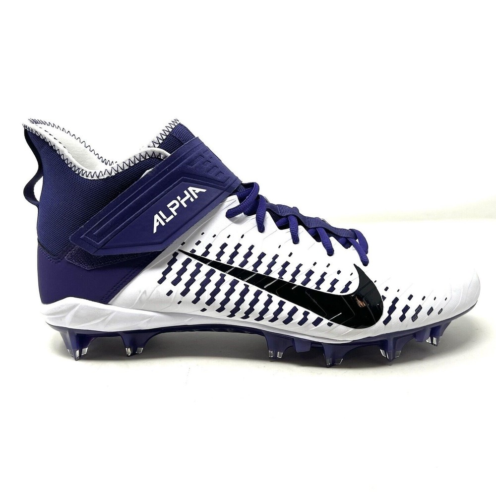 Nike Alpha Menace Pro 2 Mens Size 15 White Purple Football Cleats BV3945-104 New